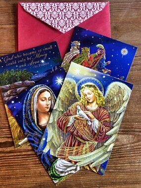 Religious Christmas Cards Angel Mary Wise Men Set of 4 w/Envelopes